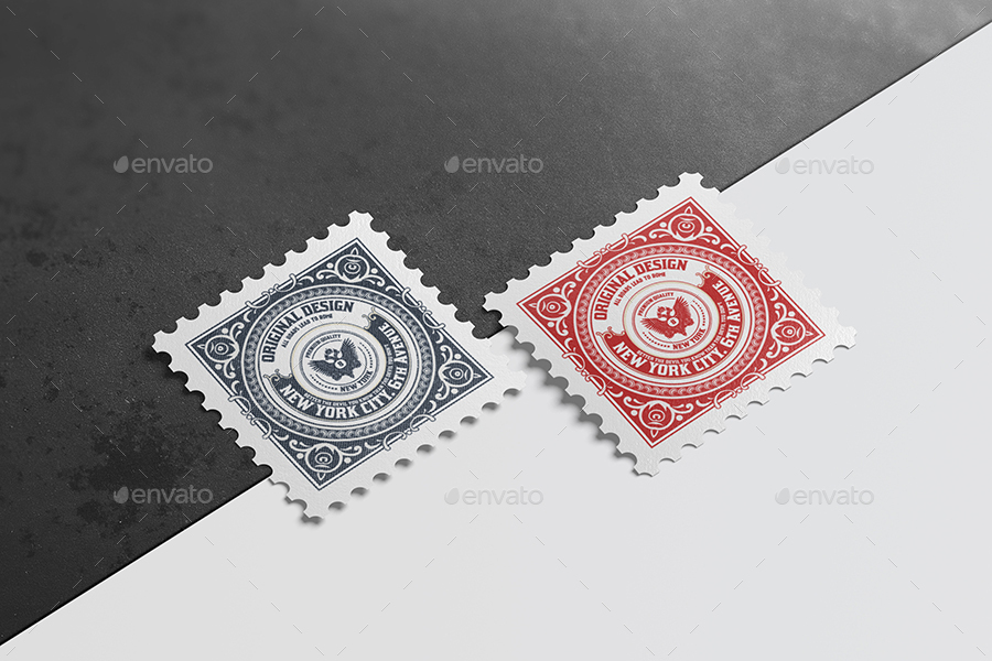 Postage stamps mock up., Graphics GraphicRiver